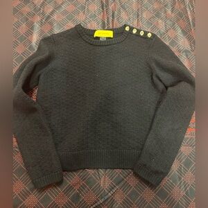 St. John luxury knit sweater with gold-tone buttons on the shoulder size P